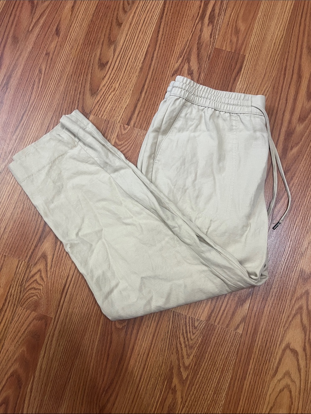 Banana Republic Women's Cream Khaki Drawstring Linen Blend Joggers Size Small